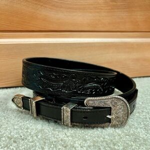 Rare Levi’s Saddleman Tooled Leather Belt Western Harvest Acorn Leaves Unisex 36